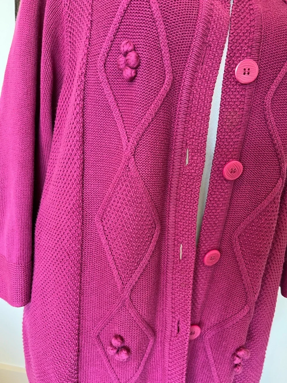 CJ Banks Fuchsia Button-Front Knit Cardigan - Picture 2 of 6